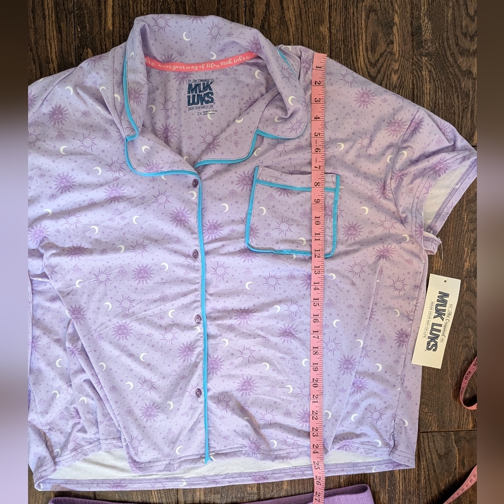 NWT Muk Luks Pajama Set Lavender Purple Celestial Themed - Picture 6 of 8
